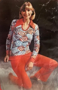 True Vintage Göla Freizeitanzug Schlafanzug Gr. 44 orange original 70er Jahre - Bild 1 von 5