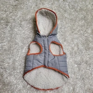 PMP Doggie Reflective Coat with Thick Lining, Gray & Orange, Medium - Picture 1 of 5
