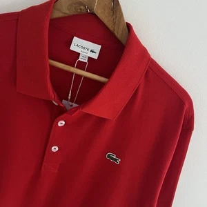 Lacoste Polo Shirt Size FR8 3XL XXXL Mens Red Slim Fit Knit Short Sleeve - Picture 1 of 11