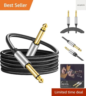 Cable de instrumento de 6,35 mm 6 pies, color plateado 6,35 mm mono jack 1/4" cable TS sin usar... Foto 1 de 4