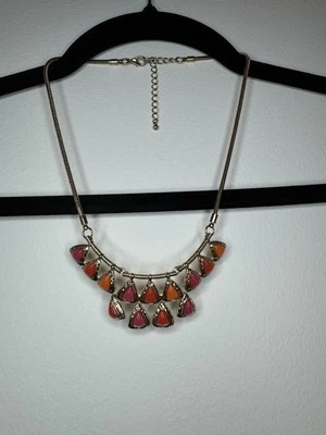 MODA IMITACIÓN ROSA-CORAL TONO DORADO BABERO DECLARACIÓN COLLAR AJUSTABLE-MARCA OBJETIVO Foto 1 de 4