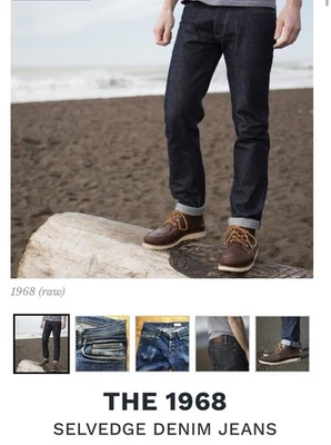 Denim Gustin 1968 con ribete de Cone Mills para hombre calce ajustado 35x35 Foto 1 de 4