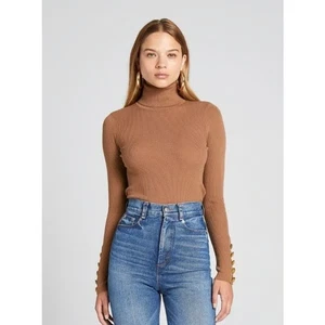 Maglione girocollo lana A.L.C Desi cammello taglia L manica bottoni classico professionale - Foto 1 di 10
