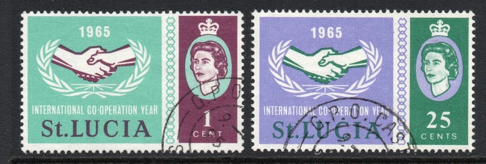Santa Lucía 1965 Año Cooperación Internacional Set SG 214-215 Usado Fino. Foto 1 de 1