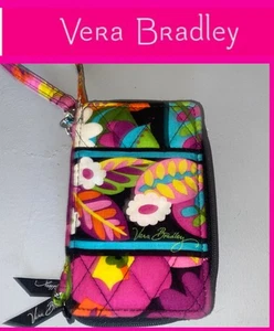 LVera Bradley Iconic Phone/wallet Combo  Black -Wristlet Vines Floral Pattern - Picture 1 of 6