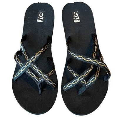 Sandalias de tanga Teva Mush Mandalyn con plataforma de cuña doradas plateadas negras para mujer 10 EU41 Foto 1 de 4