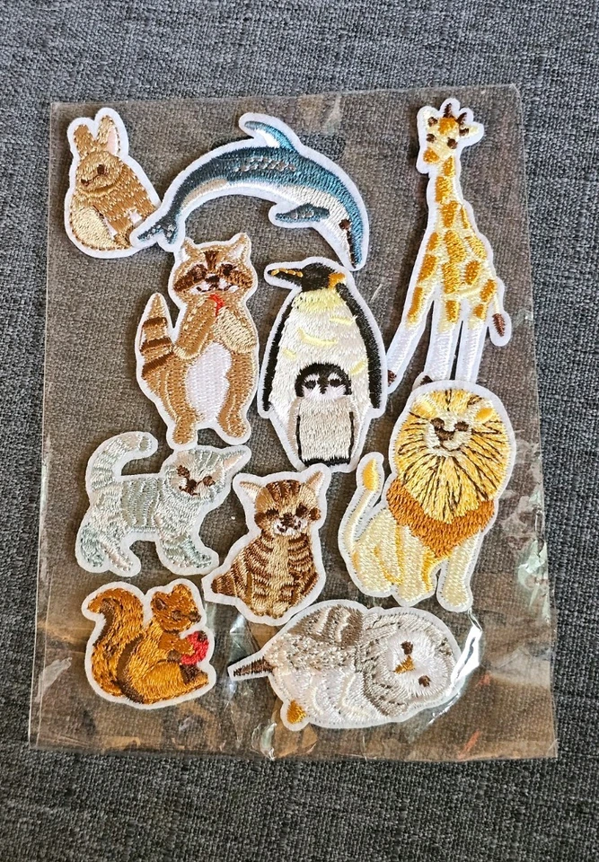 Lot of 10 Iron On Embroidered Animal Patches Various Styles 1-2 Inch New Sealed - Image 1 of 3
