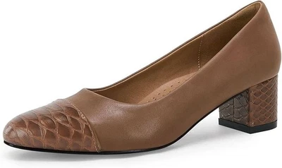 Zapatos para mujer talla 7,5 tacón bajo bloque imitación cuero piel de serpiente punta cerrada sin cordones Foto 1 de 4