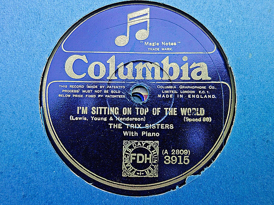 TRIX SISTERS - I'm Sitting On Top Of The World / I'm Knee Deep 78 rpm disc (A+) Foto 1 de 1