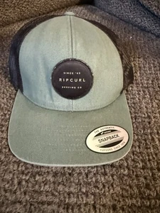 Rip Curl Men's Trucker Hat Routine Logo Patch Snapback Cap Classic Green - Picture 1 of 4