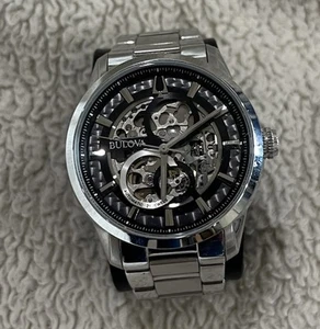 Reloj Hombre Bulova 96A208 Automático Esqueletizado Esfera Negra Acero Inoxidable 43mm - Imagen 1 de 6