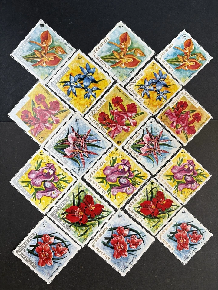 Burundi 1972 Orquídeas Juego completo de 18 sellos CTO muy finos Foto 1 de 1