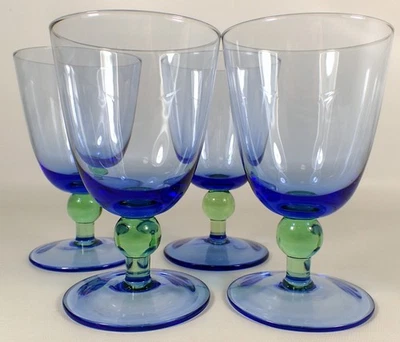 Juego de 4 vasos de copa de jugo de agua de vidrio artístico Royal Doulton Carmina de 5 3/4" como nuevos Foto 1 de 4