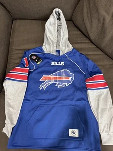 Sudadera con Capucha Buffalo Bills Azul y Gris Marca 47 Para Hombre Talla Grande NUEVA - Imagen 1 de 5