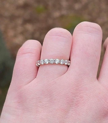 .925 Sterling Silver Rose Gold Plated Simulated Diamond Eternity Band Ring - Image 1 of 4