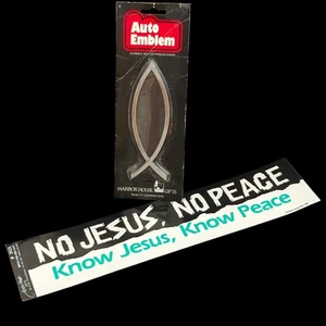 Vintage 1985 Jesus Fish Silver Tone Car Emblem Ichthys Harbor House Gifts NEW - Bild 1 von 7
