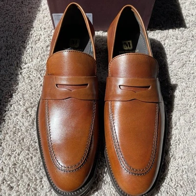 Mocasines Bruno Magli Cosmo Saffiano Penny - Zapatos de cuero italiano para hombre - Nuevos Foto 1 de 4