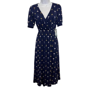 Vestido Midi Estampado Martini Cóctel ModCloth Imitación Envoltura Nuevo con Etiquetas Retro Novedad Extravagante XS - Imagen 1 de 8