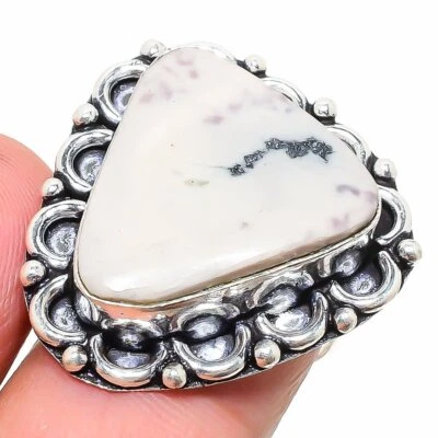Natural Porcelain Jasper Gemstone 925 Sterling Silver Ring Size 7 R418 - Image 1 of 4