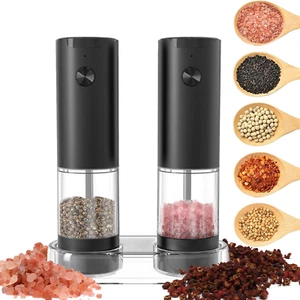 Electric Salt and Pepper Grinder Set - Battery Powered Peppermill Salt Shaker Ba - Picture 1 of 8