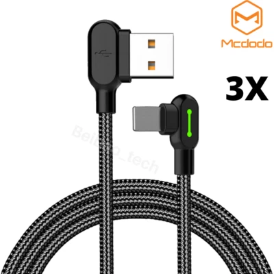 Mcdodo 3Pack 90 Degree Elbow USB Cable Charger Cord For iPhone 13 12 11 8 6 5 XR - Image 1 of 4