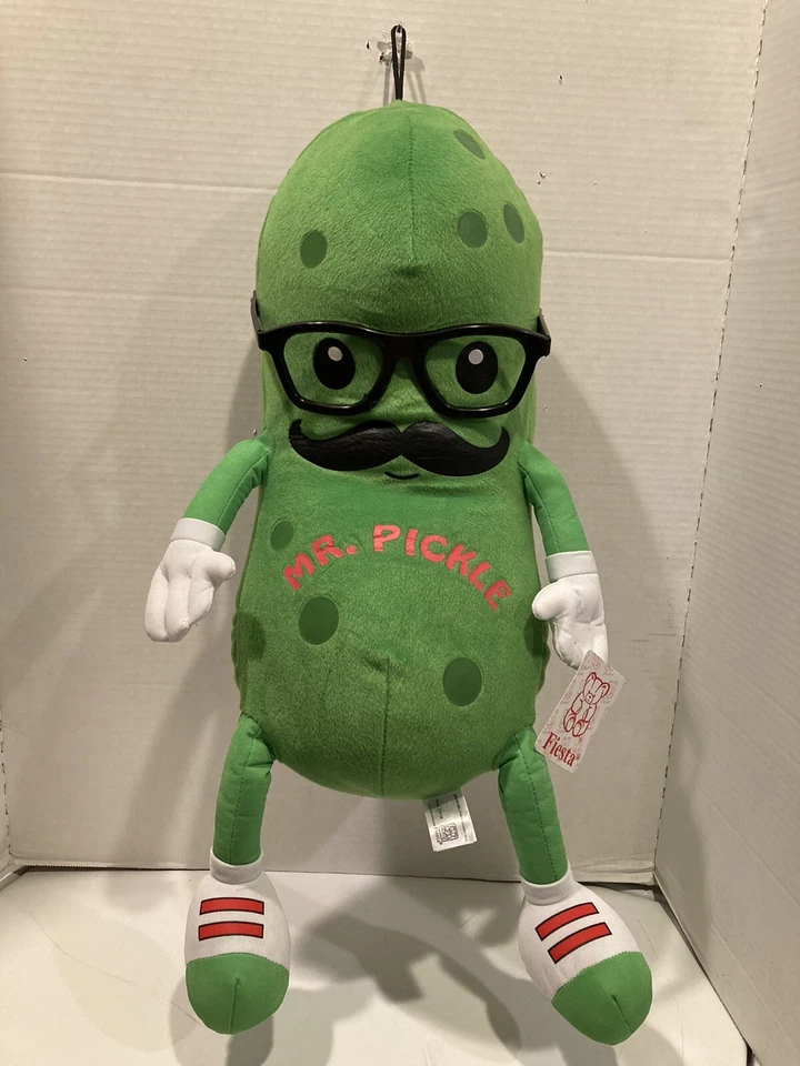 Mr Pickle Fiesta 22 Inch Plush Toy Mustache Glasses XL Green Stuffed Animal -new
