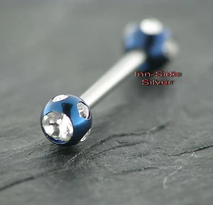 BrustPiercing Stab MULTIKRISTALLBALL blau Intimpiercing - Picture 1 of 1