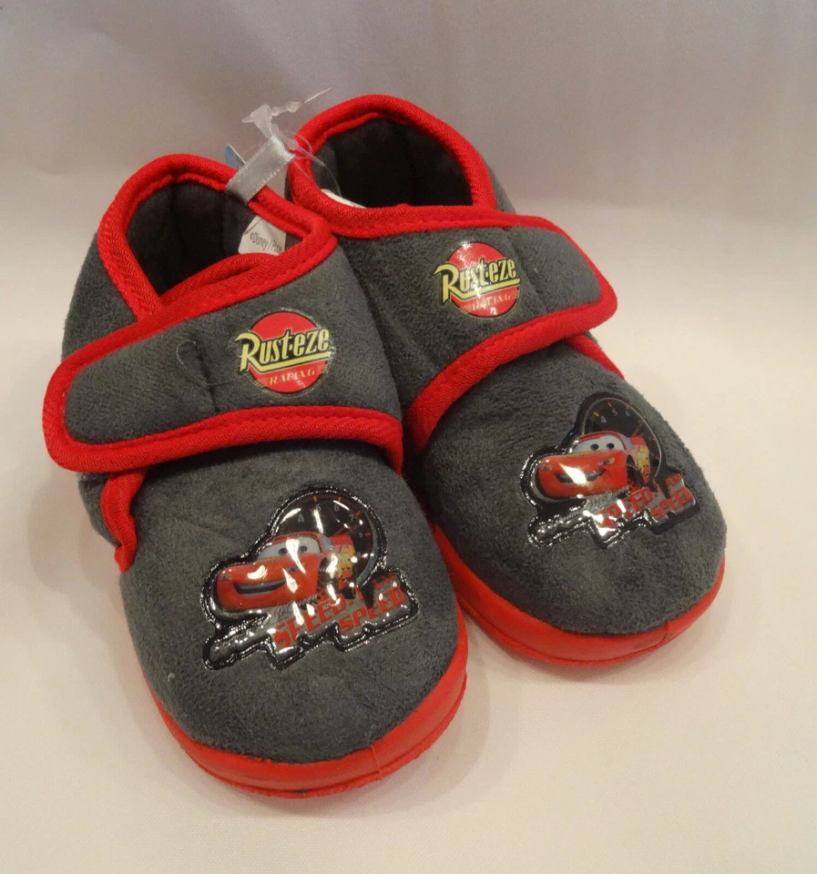 Disney CARS Jungen Schuhe Pantoffeln Hausschuhe Slipper Klettverschluss grau