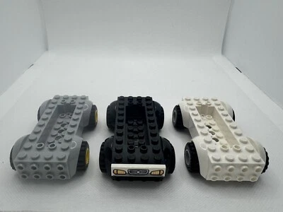 (3) Lote de chasis base de coche LEGO con neumáticos-NEGRO BLANCO GRIS-#6157/#11650- Foto 1 de 3