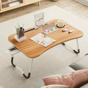 Laptop Bed Desk, Foldable Laptop Lap Desk Tray Table with USB Charge Port, Black - Afbeelding 1 van 14