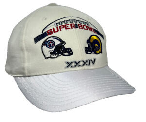 Super Bowl 34 Hat Cap TN Titans vs St Louis Rams Atlanta GA 2000 XXXIV NFL White