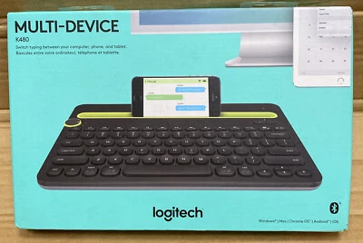 Logitech K480 Multi-Device Bluetooth Keyboard BLACK Phone Tablet Computer - Image 1 of 4