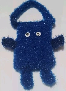 Kids Blue Monster Pouch Bag Purse Handmade With New And Recycled Materials - Picture 1 of 7