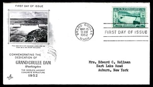 USA SCOTT # 1009, ARTCRAFT FDC COVER - GRAND COULEE DAM, YEAR 1952, WITH ADDRESS - Picture 1 of 1