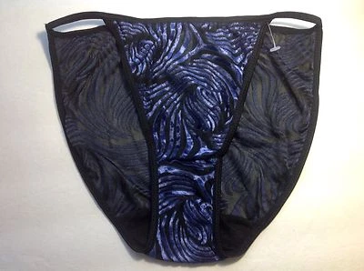 Bragas de mujer, bikinis de cuerda tallas S&M terciopelo lavanda y negro red a rayas Foto 1 de 4