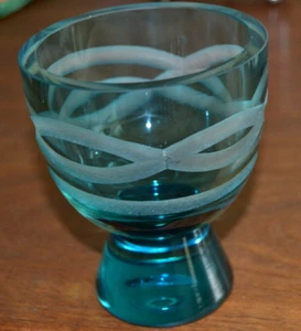 Evolution by Waterford Kristallvase blau aqua mattierter Kelch 4 3/4" hoch signiert - Bild 1 von 8