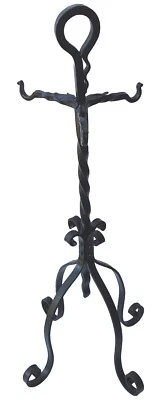 Raro Antiguo Artesanía Era Hierro Fundido Chimenea 3 Piezas Chimenea Soporte para Herramientas Foto 1 de 4
