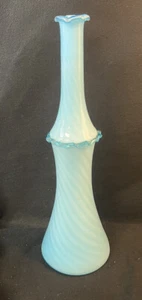 Vintage Empoli or Murano Glass Genie Bottle Decanter Vase Applied Ribbon 19.5” - Picture 1 of 12