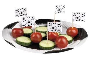SOCCER FOOTBALL SPORTS FLAG PICKS 24 CANAPÉ FOOD CUPCAKE FLAGS! - Picture 1 of 1
