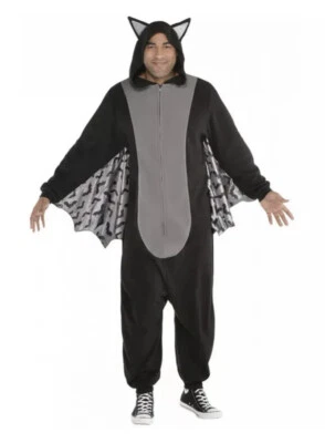 Bat Zipster Costume Halloween Jumpsuit One Piece Jumper Comfy Adult S/M - Image 1 of 4