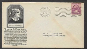 #784 3c Susan B. Anthony -Women's Suffrage- Anderson FDC - Picture 1 of 2