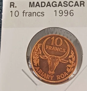 1996 Madagaskar 10 Franken kupferplattierte Stahlmünze BU - Bild 1 von 2
