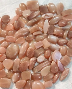 Natural Peach Moonstone Mix Shape Gemstone Cabochons Wholesale Lot Best Deal - Picture 1 of 8