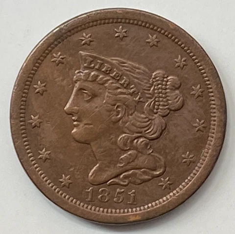 1851 Braided Hair Half Cent - Free Shipping Cover