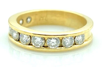 MAGNIFIQUE BAGUE ALLIANCE OR 18 CARATS - DIAMANTS 1 CARAT - 4,60 g - Photo 1/3