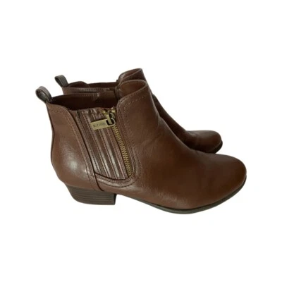 UNISA Ungale Botas de Cuero Marrón con Cremallera al Tobillo Tacones en Bloque Zapato para Mujer Talla 10M Foto 1 de 4