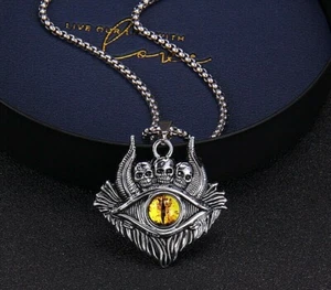 Collana con ciondolo corna e teschi con occhio che tutto vede ~ £ 7,75 ~ + spedizione gratuita Regno Unito - Foto 1 di 5