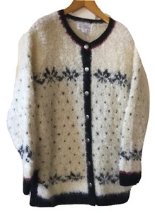 Jones New York Sport Icelandic Cardigan Sweater Mohair Wool Roomy RARE Medium - Picture 1 of 6