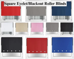 Square Eyelet/Blackout Roller Fabric Blinds 100% thermal Easy Fit Trimmable Home - Picture 1 of 13