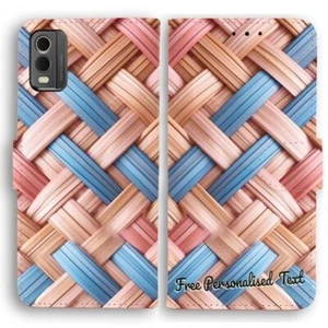 Personalised Text Phone Cover For Sony Xperia Series Rattan Weave Print Pattern - Picture 1 of 1